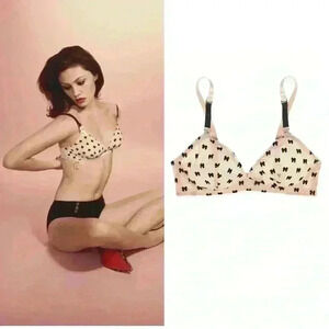 Stella McCartney sheer tan black Bow Bra size 34C